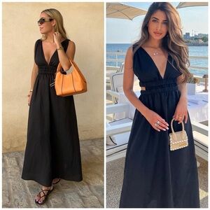 Zara Linen Blend Cut Out Dress